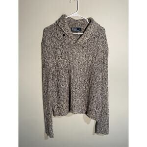 Polo Ralph Lauren Linen Blend Shawl Collar Heavy Knit Sweater Men's Large Preppy